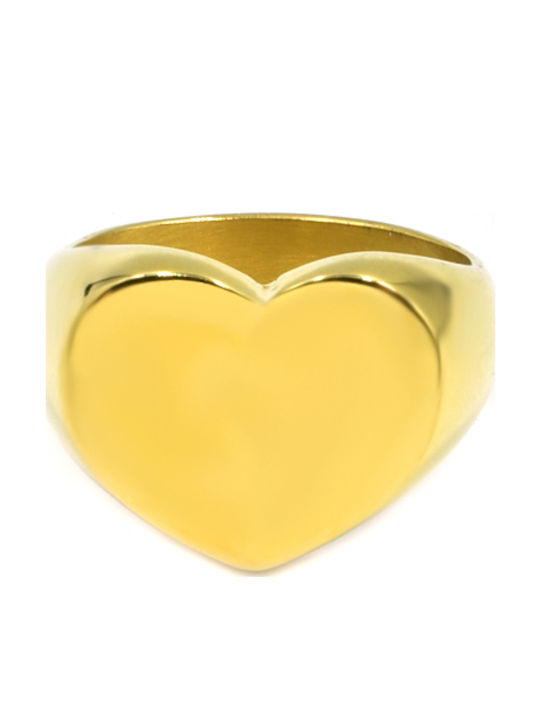 Δαχτυλίδι Σεβαλιέ Ανοξείδωτο Ατσάλι Heart Seal Gold Δαχτυλίδι Σεβαλιέ Ανοξείδωτο Ατσάλι Heart Seal Gold