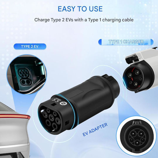 Adaptor Priză EV De La Tip 1 La Tip 2 Adaptor De La SAE J1772 La IEC 62196 32/16A Pentru Mașini Electrice Hibride Monofazat