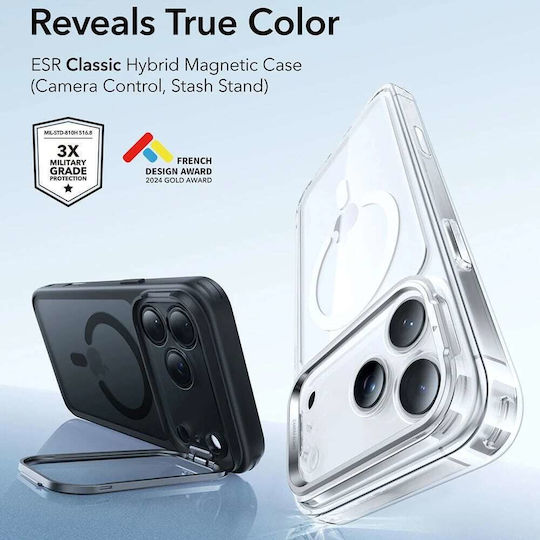 ESR Classic Hybrid Halolock Kickstand Umschlag Rückseite Metallisch Schwarz (iPhone 17 Pro)