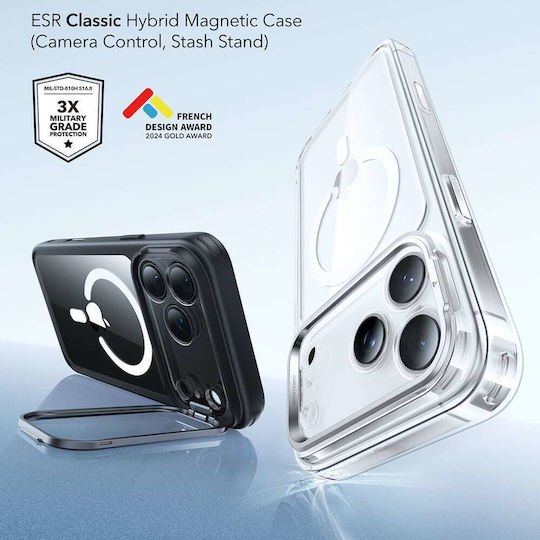 ESR Classic Hybrid Halolock Kickstand Back Cover Metallic Transparent (iPhone 17 Pro)