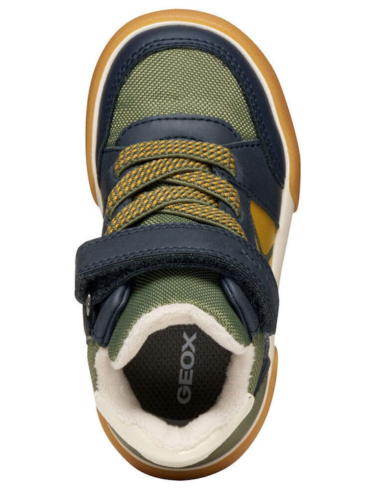 Gisli Παιδικά Sneakers High Ανατομικά με Σκρατς Χακί