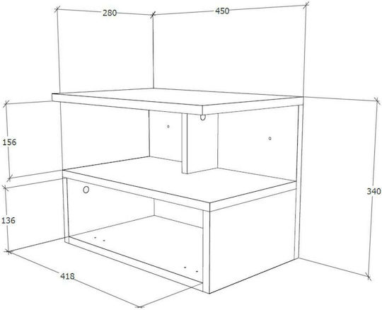 Bedside Table Kabi Wooden Beige 34x45x30cm