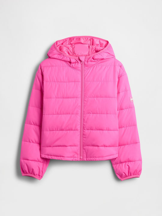 Waterproof Kids' Quilted Jacket Long with Hood Phoebe Pink Coldcontrol