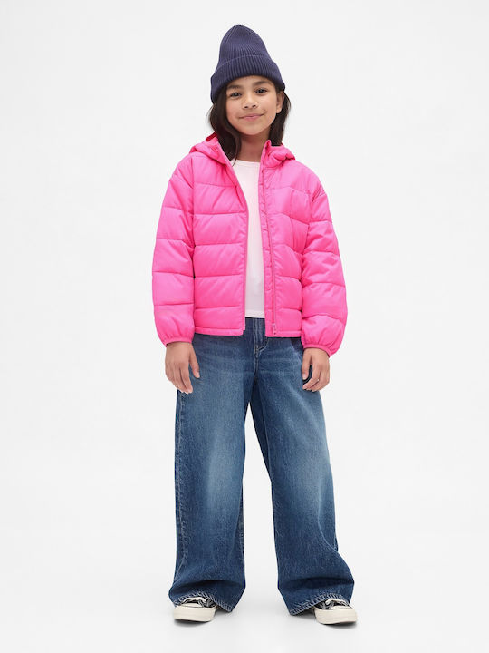Waterproof Kids' Quilted Jacket Long with Hood Phoebe Pink Coldcontrol
