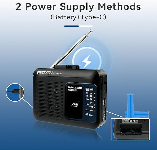 Sistem Audio Portabil Cu Casetă Player / Radio Negru