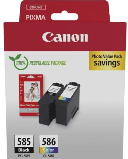 Canon PG-585 / CL-586 Original Photo Value Pack with 2 InkJet Printer Inks Multiple (Color) / Black (6205C005)