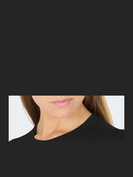 Damen Langärmeliges Top Schwarz Meliert
