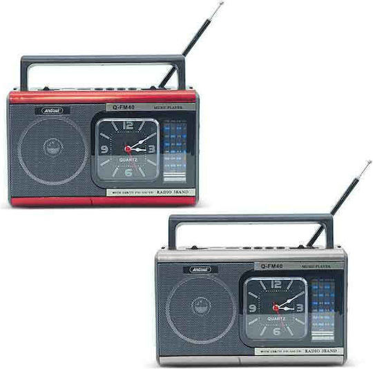 Andowl Q-FM40 Портативен Радиоприемник на Батерии с USB Червен