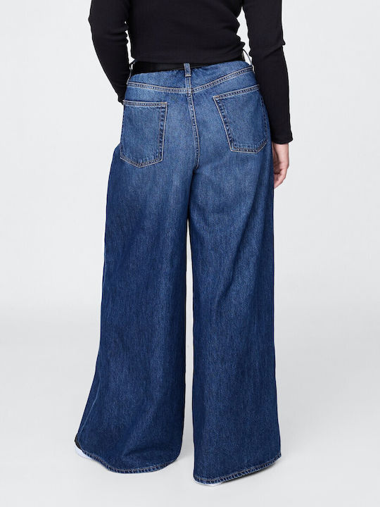 Low Rise Women's Jean Pants in Baggy Leg Style Medium Indigo