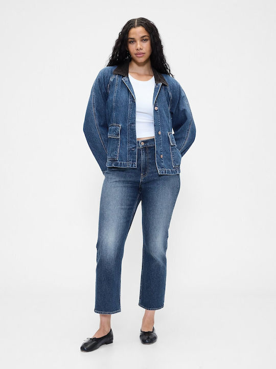 '90s Hoch tailliert Damenjeans in Schlanker Passform Dark Indigo