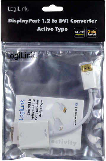 LogiLink DisplayPort Male to DVI-I Female Converter White 1 Piece