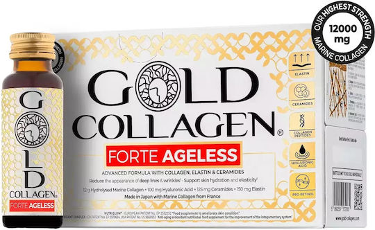 Gold Collagen Forte Ageless 12mg cu Vitamina C, Acid Hialuronic și Biotină 10 x 50ml