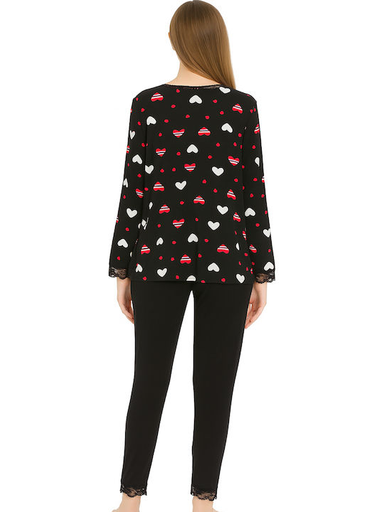 Fuanna Winter Women's Pyjama Set Black