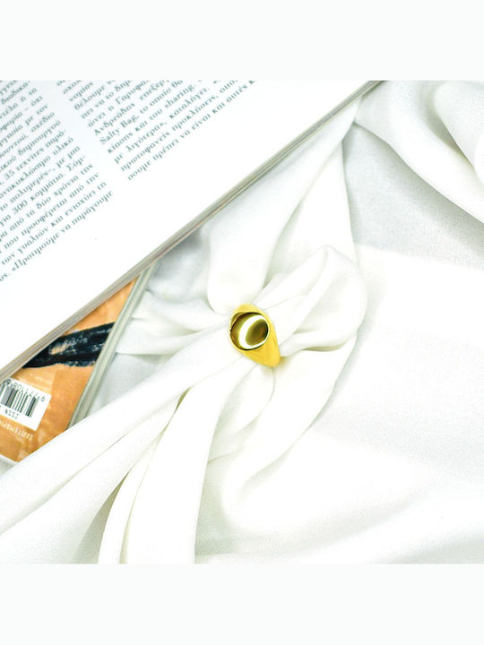 Δαχτυλίδι Σεβαλιέ Ανοξείδωτο Ατσάλι Round Seal Gold