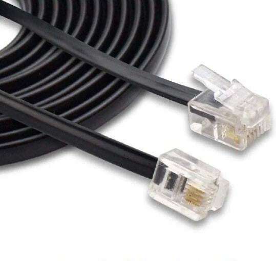 Flat Telephone Cable RJ11 6P4C 3m Transparent