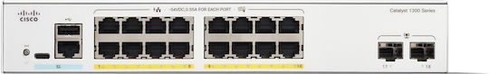 Cisco Catalyst 1300 Managed L2 / L3 PoE+ Switch with 16 Gigabit (1Gbps) Ethernet Ports and 2 SFP Ports