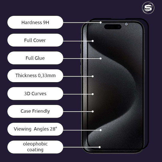 Privacy Glass Sonique Premium Series HD Full Cover 9H Compatible with Xiaomi Xiaomi 14T Xiaomi 14T Pro Black