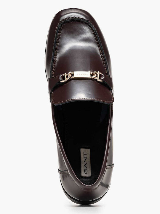 Gimble Leather Women's Loafers in Burgundy Color