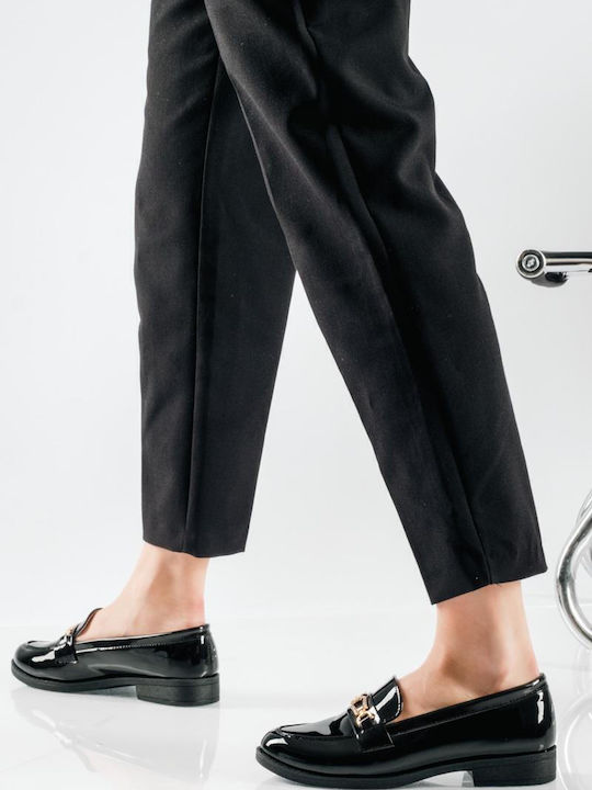 Patent Leather Women's Loafers in Black Color