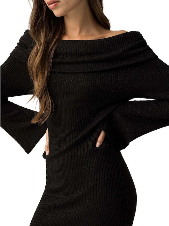 Maxi Evening Dress with Tearing Black