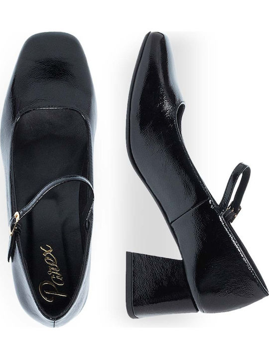 Leder Pumps mit Riemchen Schwarz