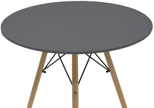 Julita Round Table Dining Room Wooden Black, Natural Shade 80x80x73cm