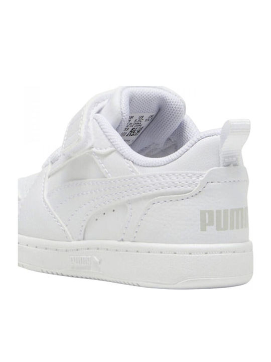 Rebound V6 Kids Sneakers with Hoop & Loop Closure White