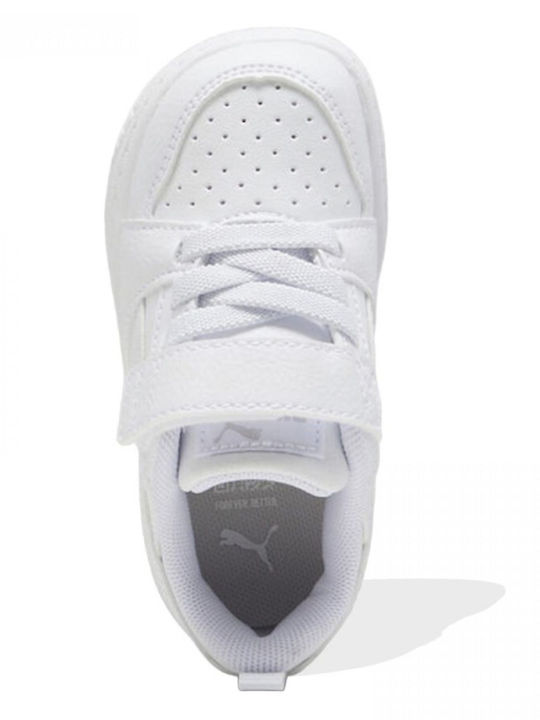 Rebound V6 Kids Sneakers with Hoop & Loop Closure White