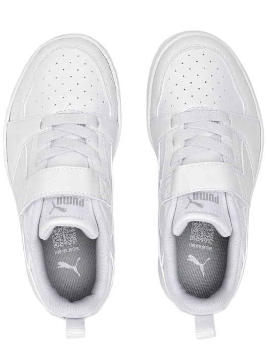 Rebound V6 Kids Sneakers with Hoop & Loop Closure White