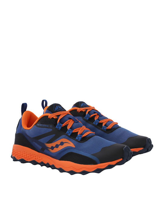 Peregrine 12 Shield Waterproof Kids Sports Shoes Running with Laces Navy Blue / Orange