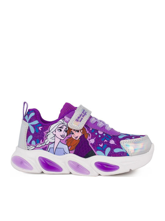 Frozen Παιδικά Sneakers με Σκρατς & Φωτάκια Μωβ