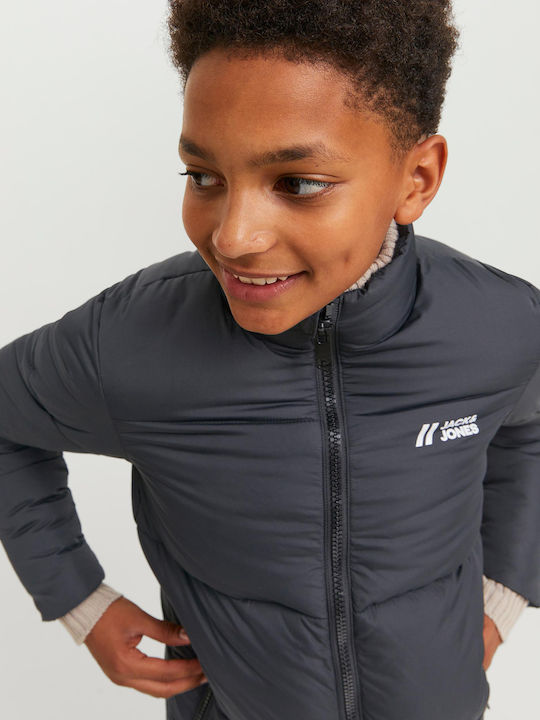 Kinder Steppjacke Kurz Winddicht Schwarz