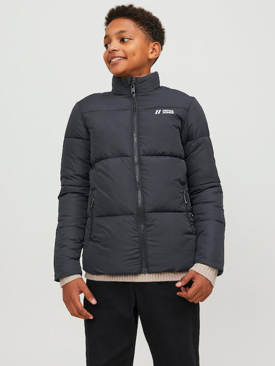 Kinder Steppjacke Kurz Winddicht Schwarz