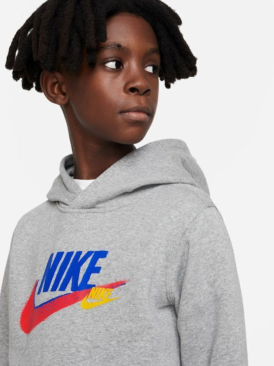 Fleece Kids Sweatshirt with Hood and Pockets Gray Sportswear