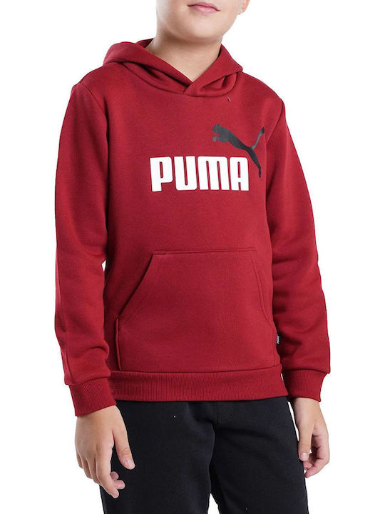 Kids Sweatshirt with Hood and Pockets Burgundy Essentials 2