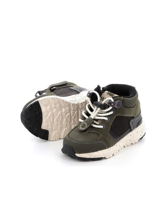 Lederne Kinderstiefeletten mit Schnürsenkeln Khaki