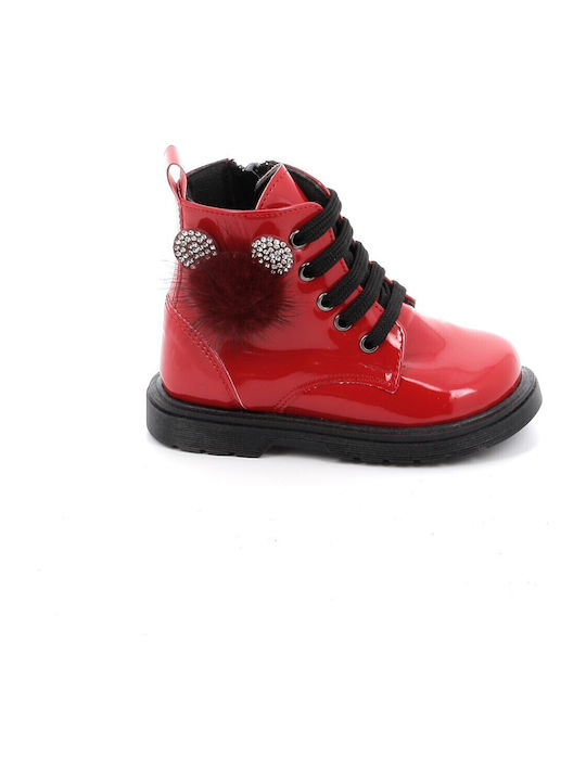 Anatomisch Lederne Kinderstiefel mit Reißverschluss Rot