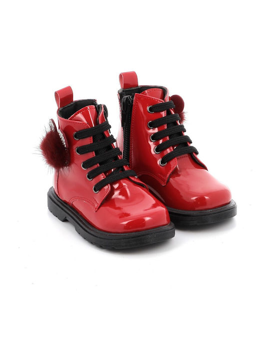 Anatomisch Lederne Kinderstiefel mit Reißverschluss Rot