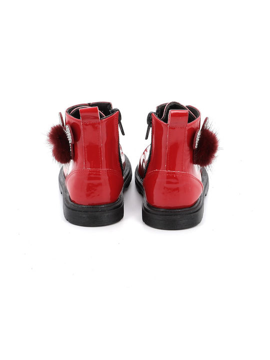 Anatomisch Lederne Kinderstiefel mit Reißverschluss Rot