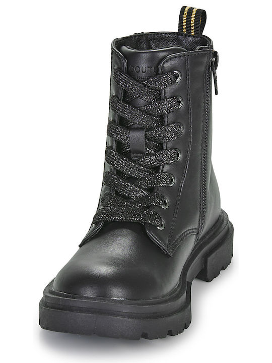 Leather Kids Boots with Zipper Black