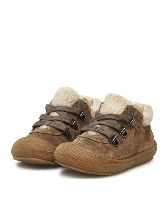Suede Kids Boots with Laces Brown