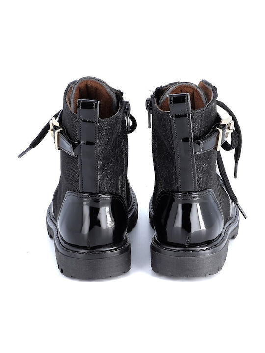 Kids Boots from Patent Leather with Zipper Black