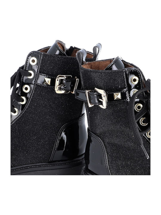 Kids Boots from Patent Leather with Zipper Black