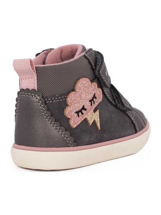 B Gisli Anatomical Leather Kids Boots with Velcro Black