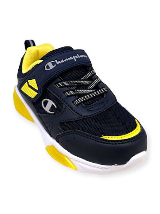 Wave Kids Sneakers with Hoop & Loop Closure and Lights Navy Blue