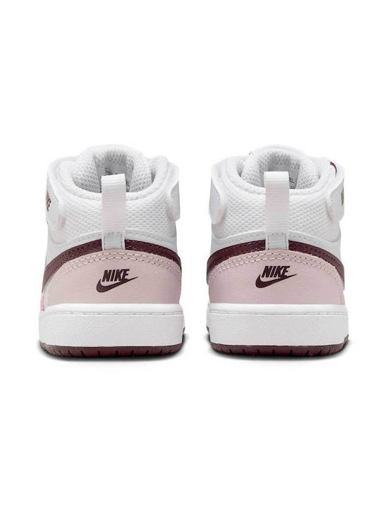 Court Court Borough Mid 2 Kids Sports Shoes with Hoop & Loop Closure White