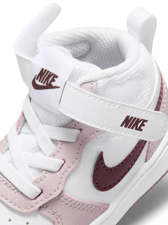 Court Court Borough Mid 2 Kids Sports Shoes with Hoop & Loop Closure White