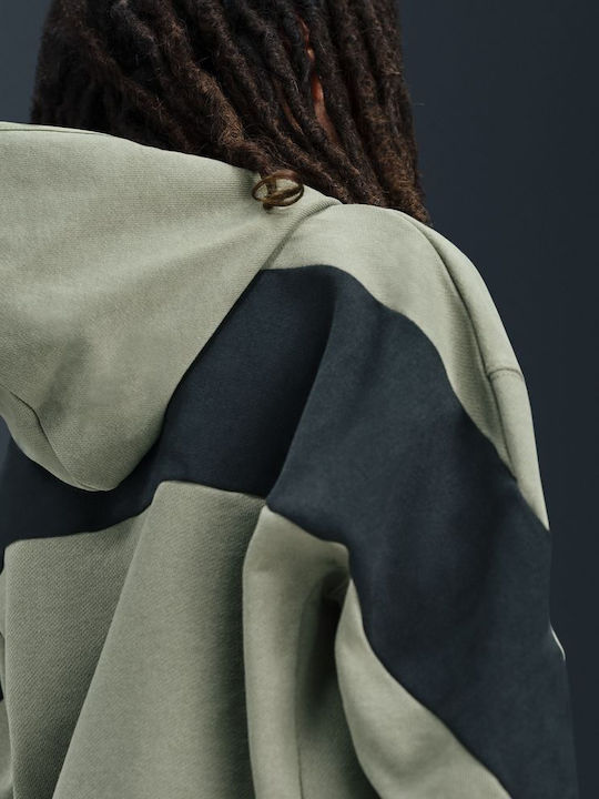 Fleece Παιδικό Φούτερ με Κουκούλα και Τσέπες Πράσινο Air