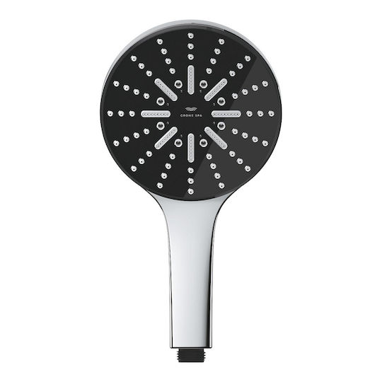 Rainshower Aqua 130 Τηλεφωνο Ντους Τριων Λειτουργιων Μαυρο Χρωμε 101676ki00 Grohe