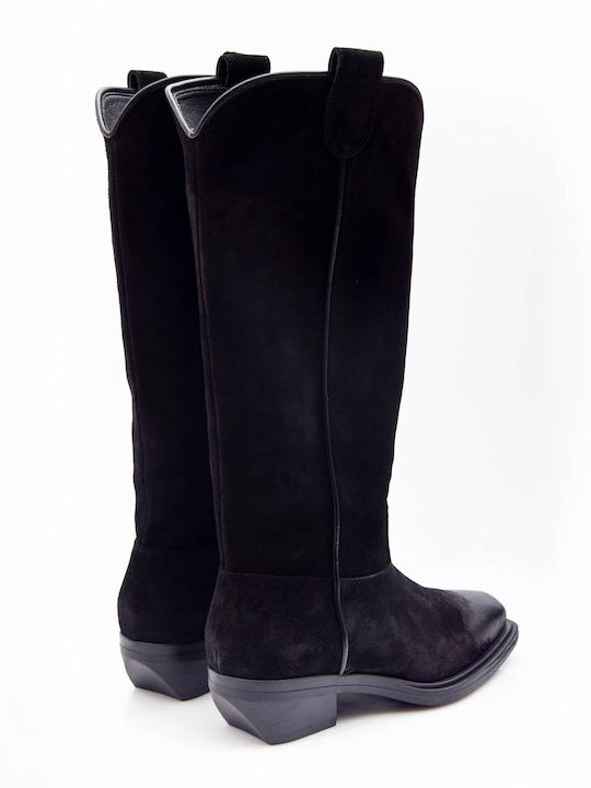 Wildleder Damenstiefel Cowboy Schwarz